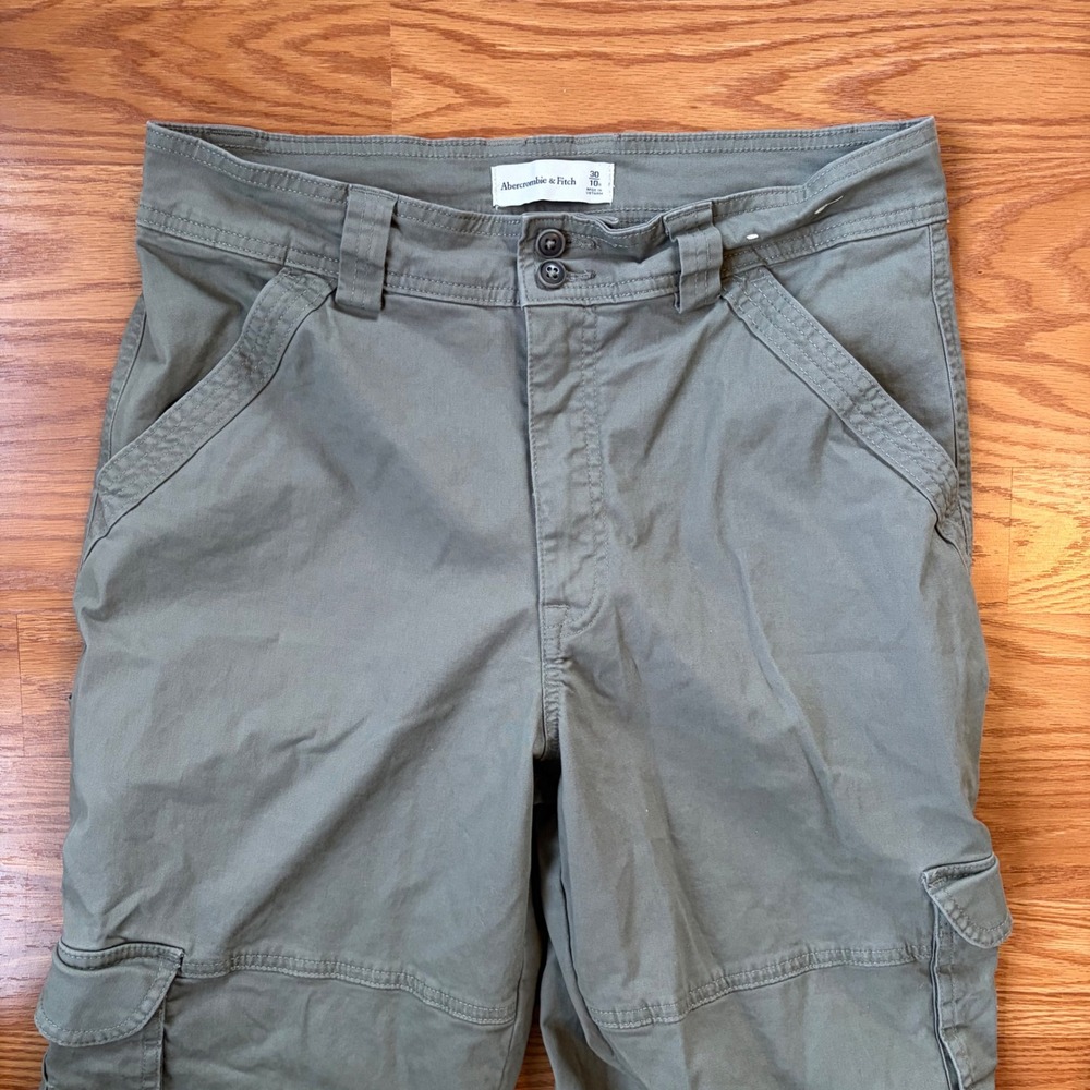 Abercrombie & Fitch Olive Green Wide Leg Cargo Pants Utility Gorpcore Size 10 - Picture 2 of 11